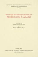 Hispanic Studies in Honor of Nicholson B. Adams