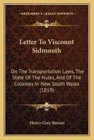 Letter To Viscount Sidmouth