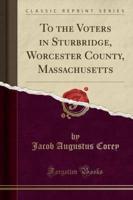 To the Voters in Sturbridge, Worcester County, Massachusetts (Classic Reprint)