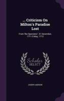 ... Criticism On Milton's Paradise Lost
