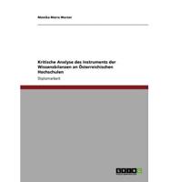 Kritische Analyse Des Instruments Der Wissensbilanzen an Österreichischen Hochschulen