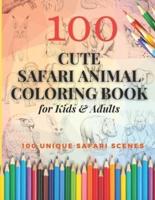 Cute Safari Animal Coloring Book for Kids and Adults