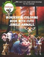 Wonderful Coloring Book With Cute Jungle Animals.