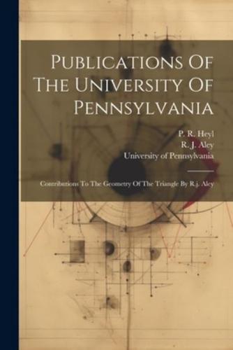 Publications Of The University Of Pennsylvania